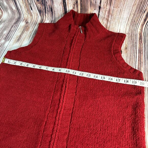 Christopher & Banks Sz Medium Red Sleeveless Full Zip Mock Neck Sweater Vest Top - Picture 5 of 8